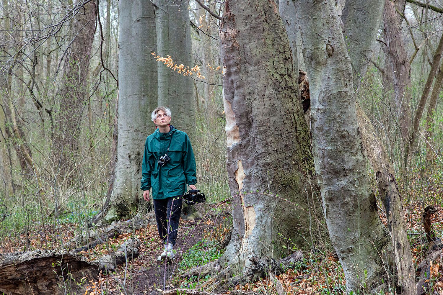 Jayce Kolinski at Pleasant Valley Park in the Milwaukee River Greenway Jayce Kolinski & Beeches.jpg