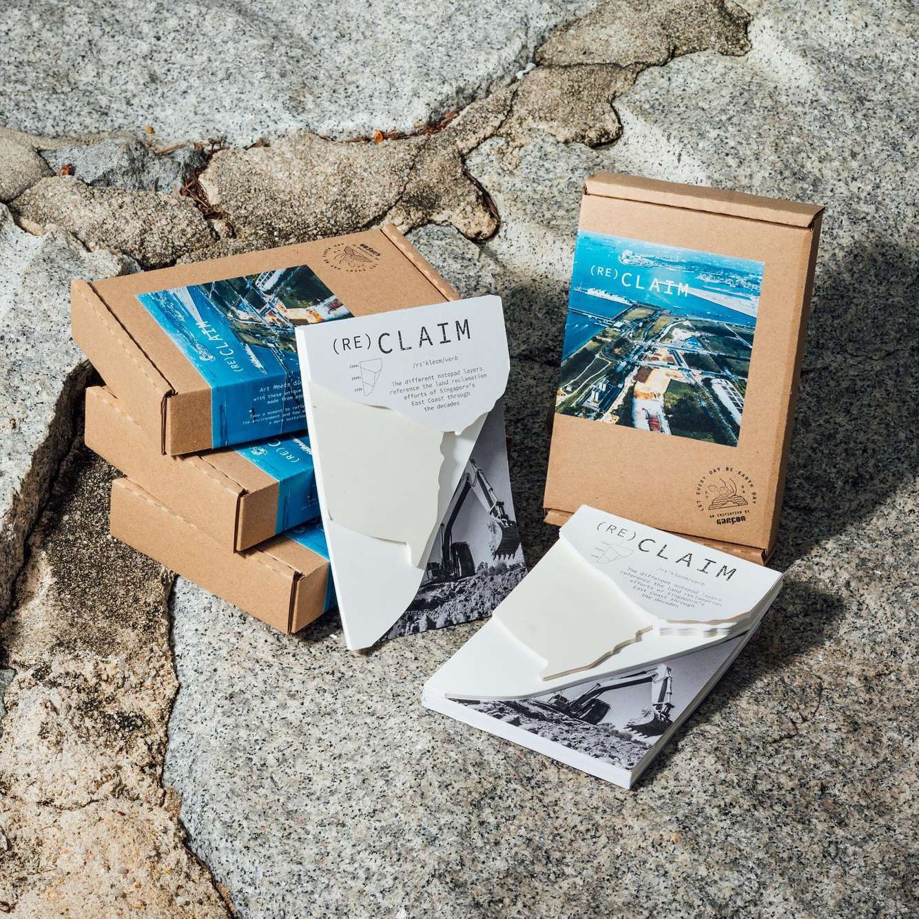 Notepad and logo design for Garcon Design, in celebration of Earth Day 2021, featured in the Straits Times (RE)CLAIM Notepad for Earthday
