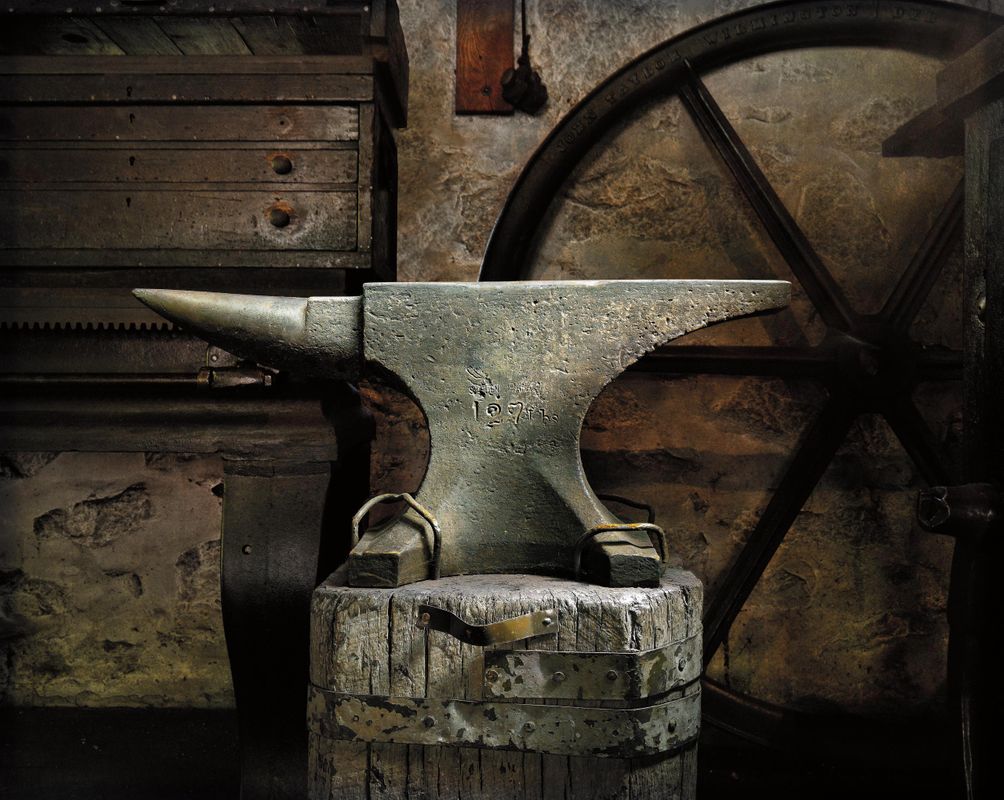 Blacksmith anvil sparks flying dark background on Craiyon