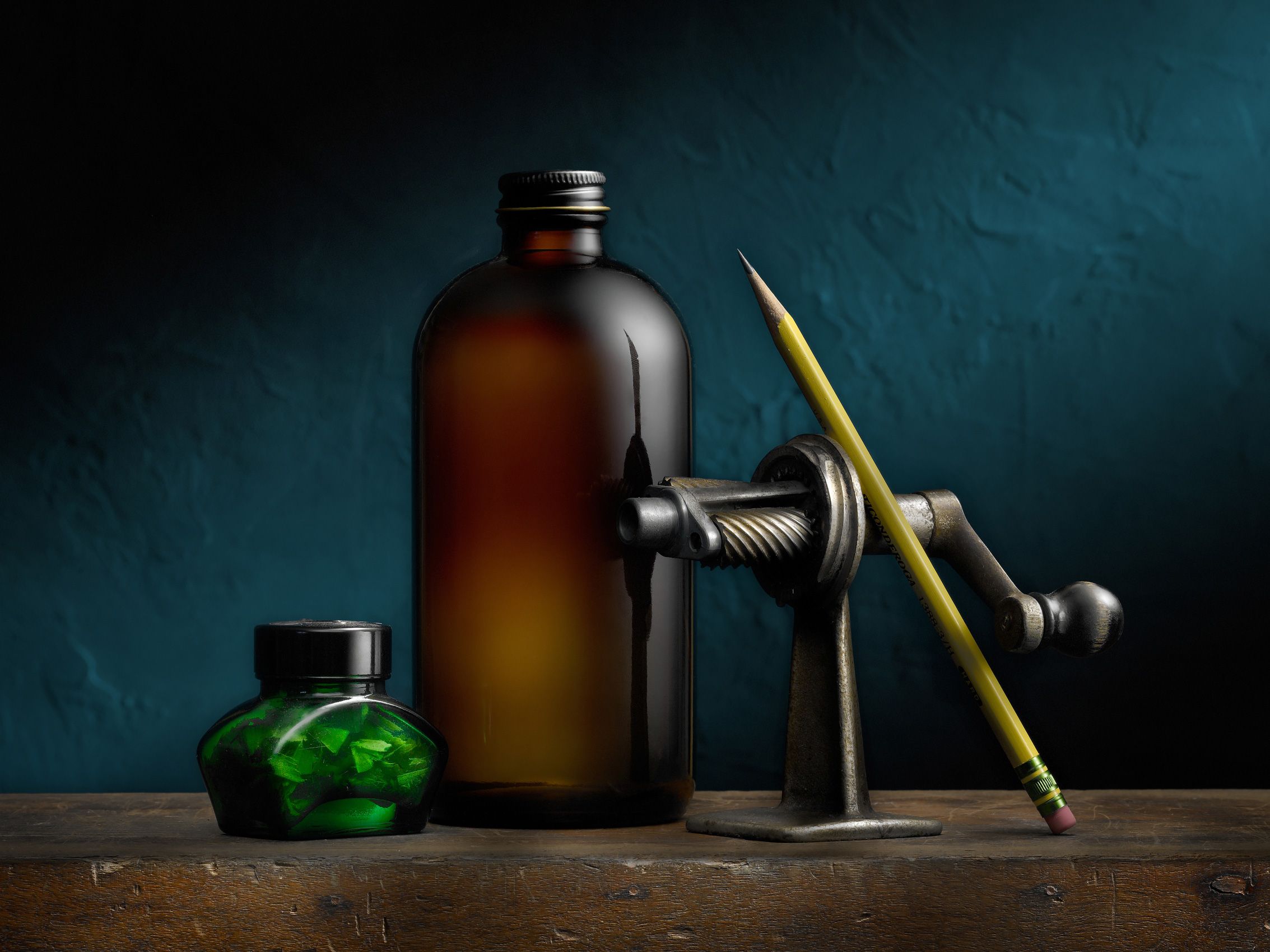 Pencil Sharpener with Brown Bottle by Harold Ross