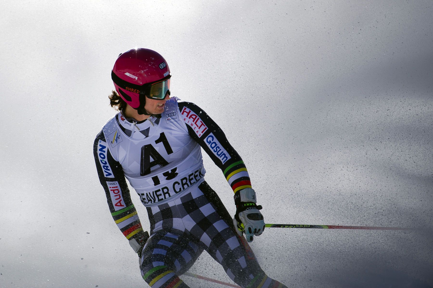 Marcus Sandell of Finland comes to a power stop after his second run in the Audi FIS World Cup Men's Giant Slalom Race on the Birds of Prey course on December 7, 2014 in Beaver Creek, Colorado. Sandell finished in twenty-eighth place. 1bop5