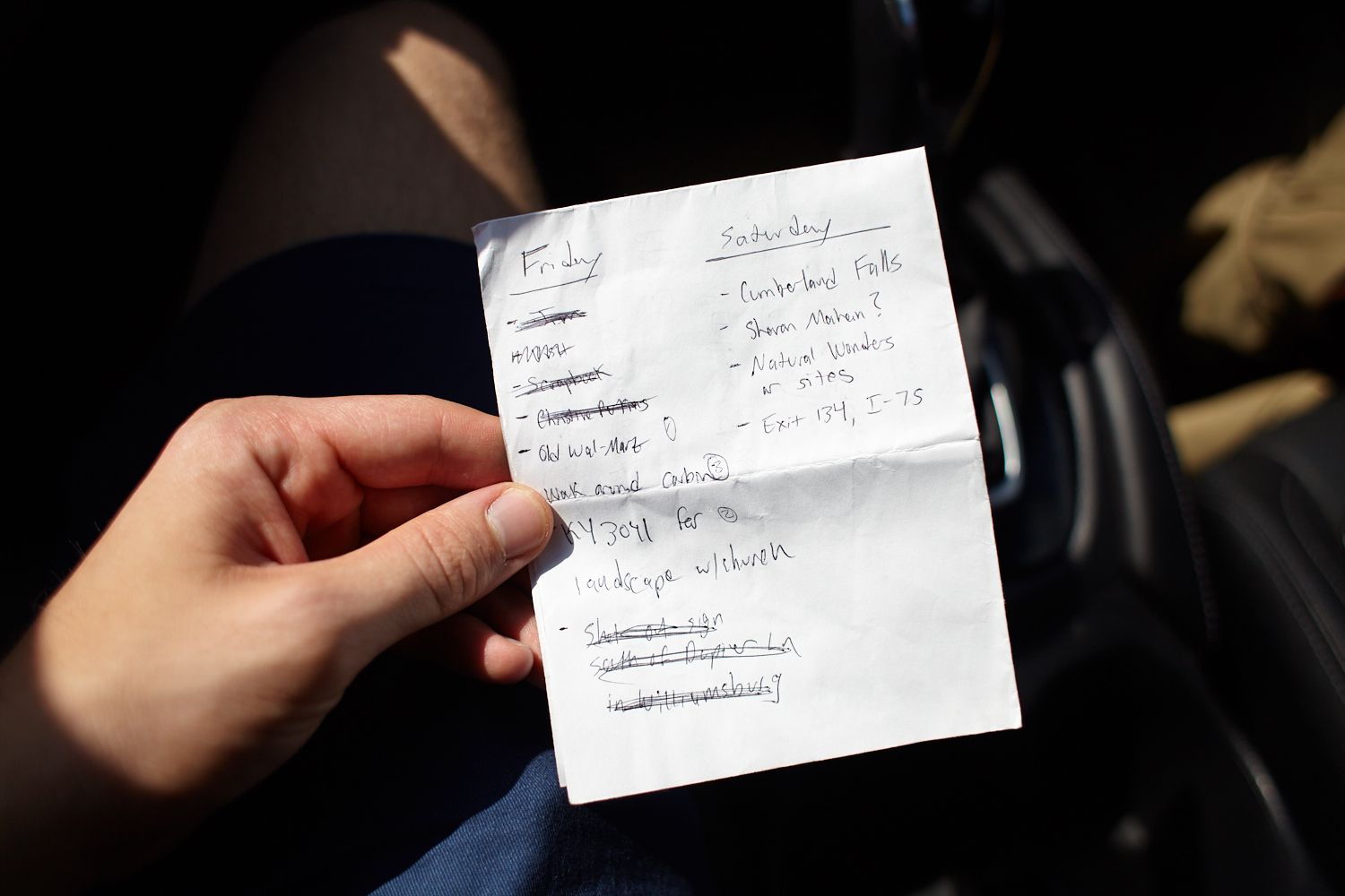 Shot List for 2nd Trip, 2018