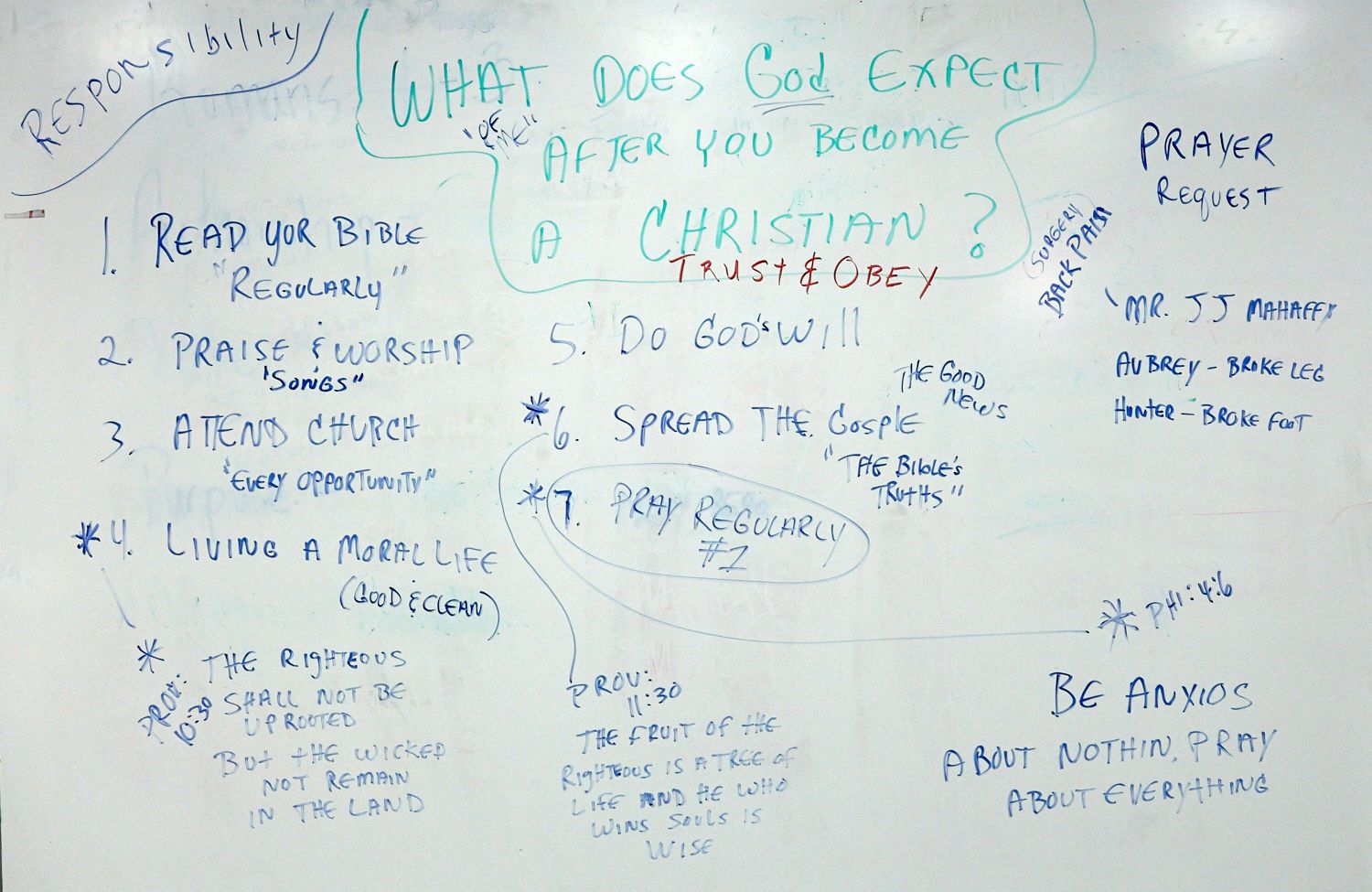 Dry Erase Board After Adult Sunday School Class