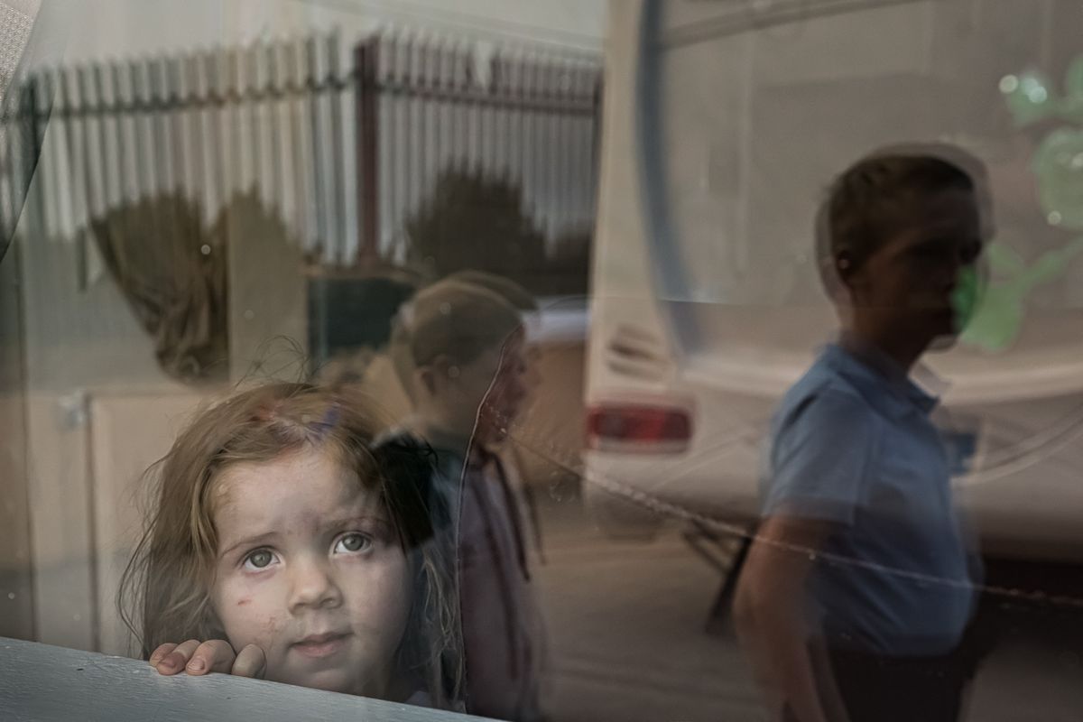 Irish Traveller Toddler In A Caravan Window