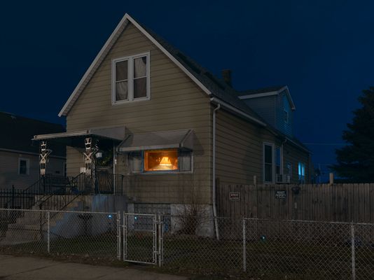House with Light and Sentinel Guards, Southside, Chicago 2018