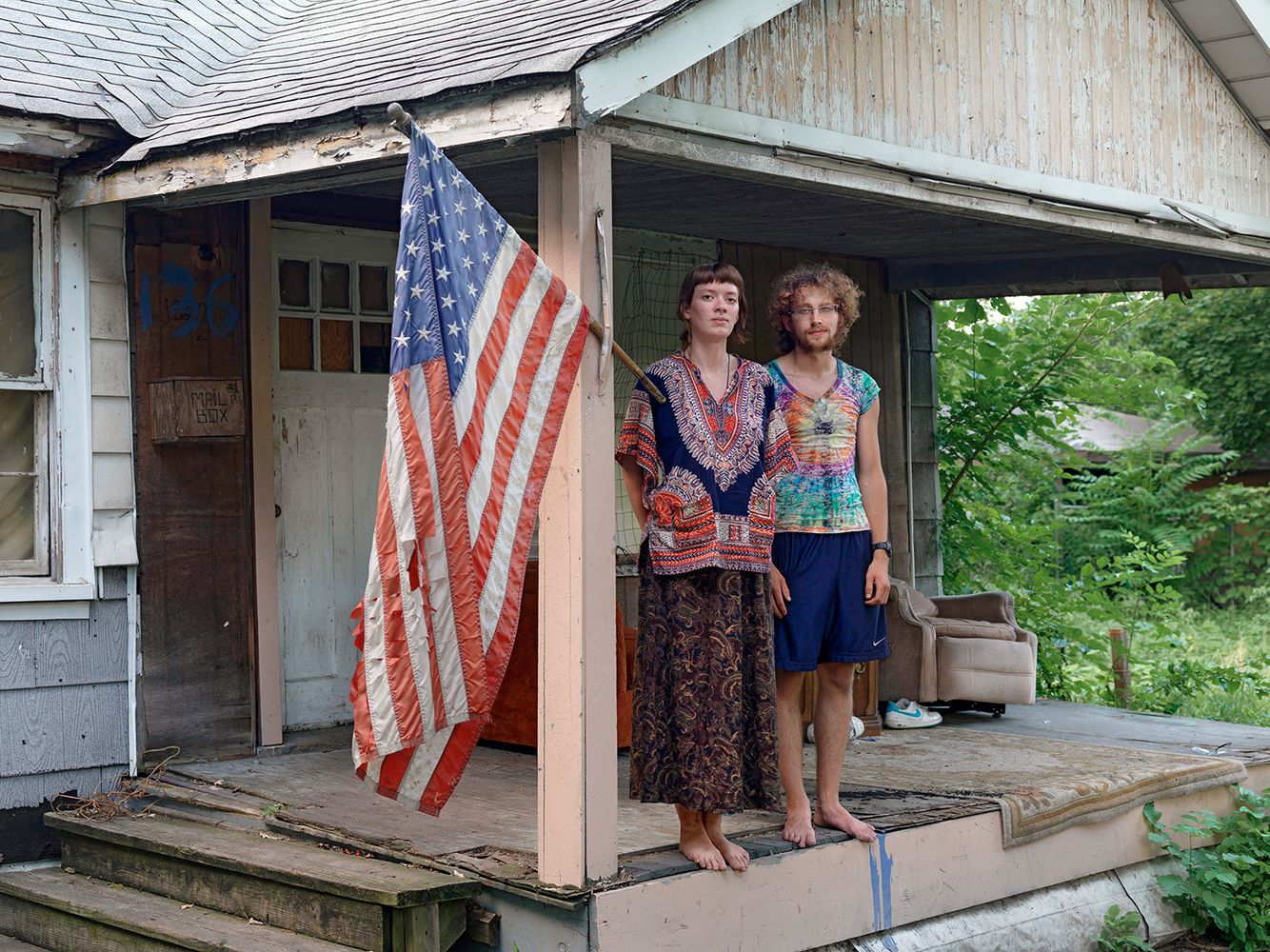 Shad and Sara Standing on the Front Porch of the Little House, Goldengate Street, Detroit 2013
