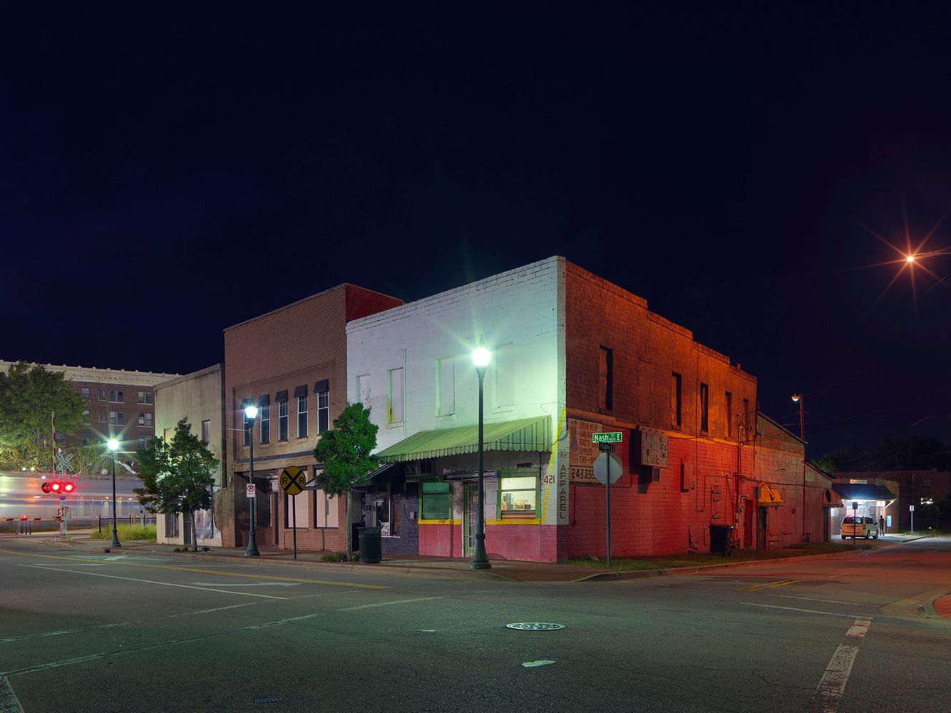 Nash & Pettigrew Street with Passing Train, Wilson, NC 2018