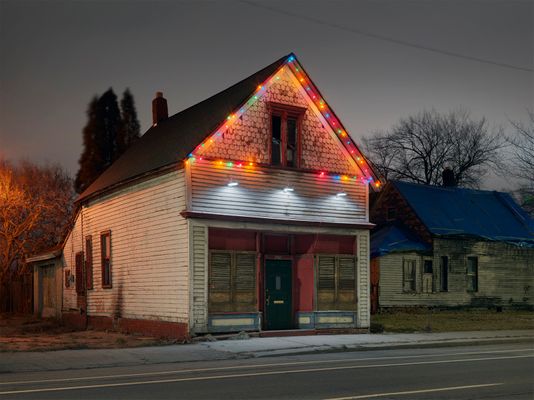 House with Xmas Lights, Eastside, Detroit 2018