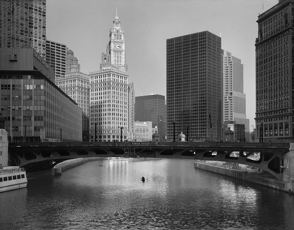 Canoer's under the Wabash Ave. Bridge, Chicago 2001