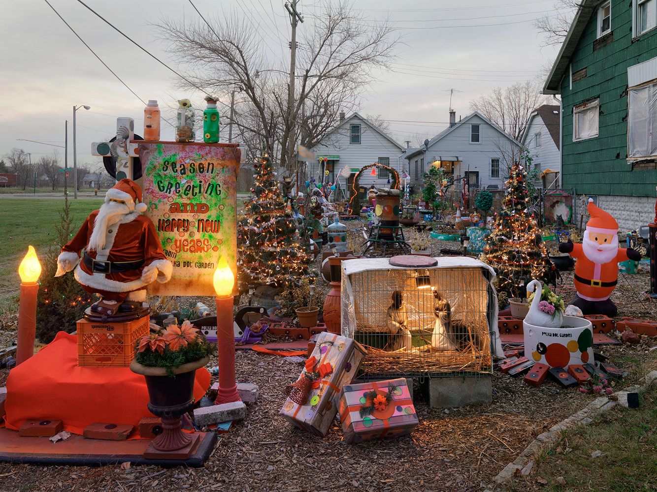 Christmas Decorations, Polka-Dot Garden, Eastside, Detroit 2014