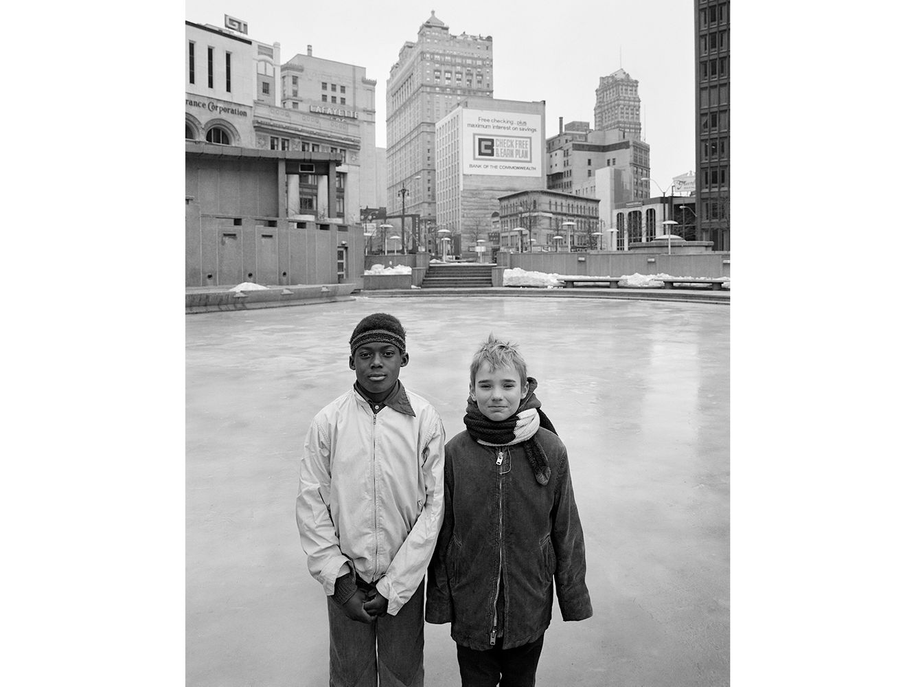 Two Boys in Kennedy Square, Detroit, 16 Feb. 1974