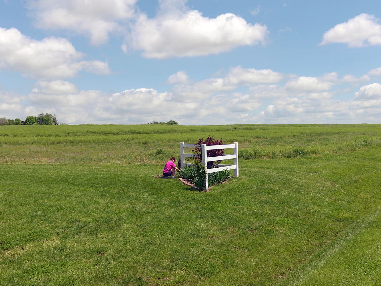 A Woman Pulling Weeds in Her Front Yard, Fall Creek, IL 2009