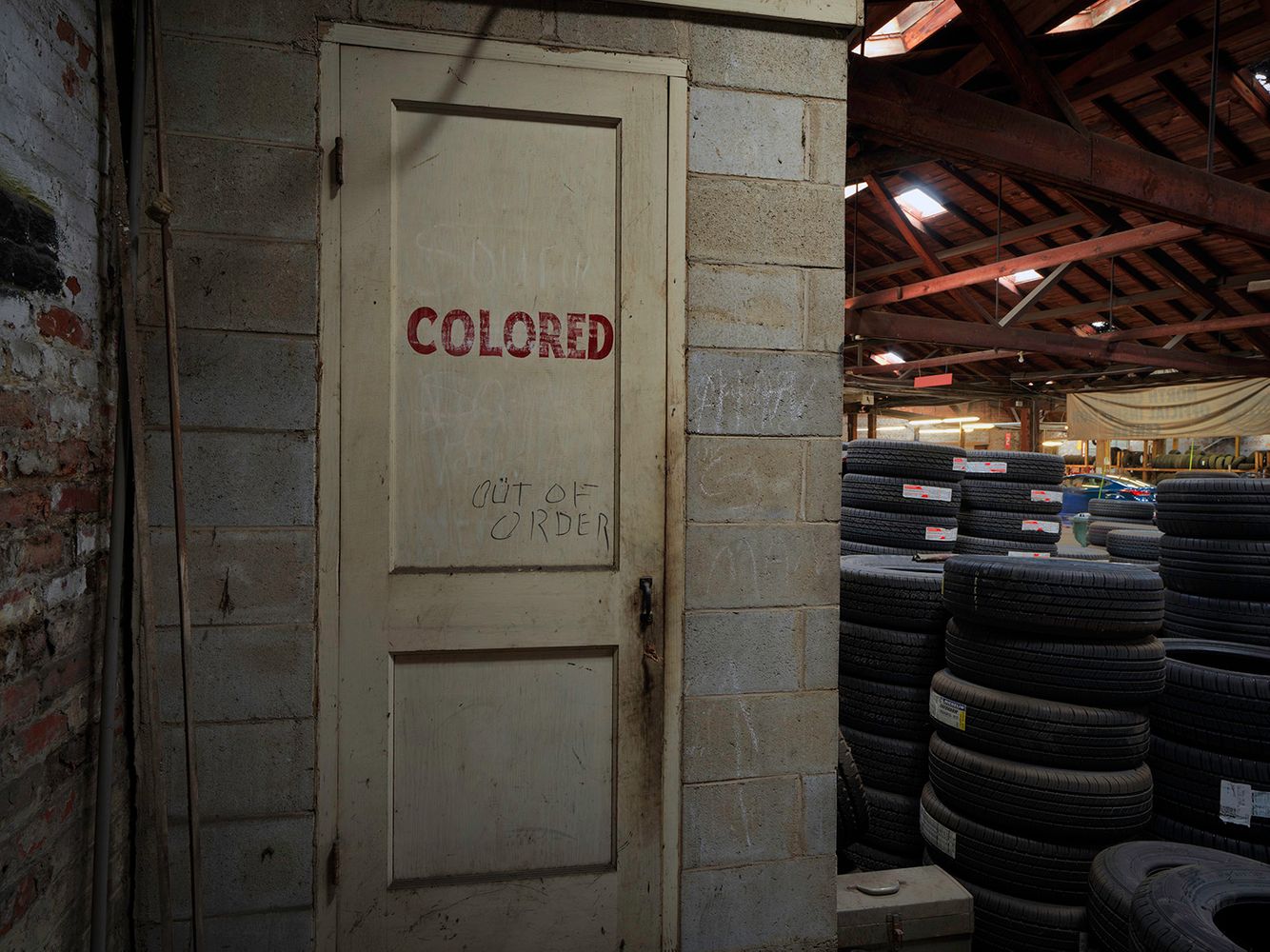Colored Sign on Bathroom, Wilson, NC 2018