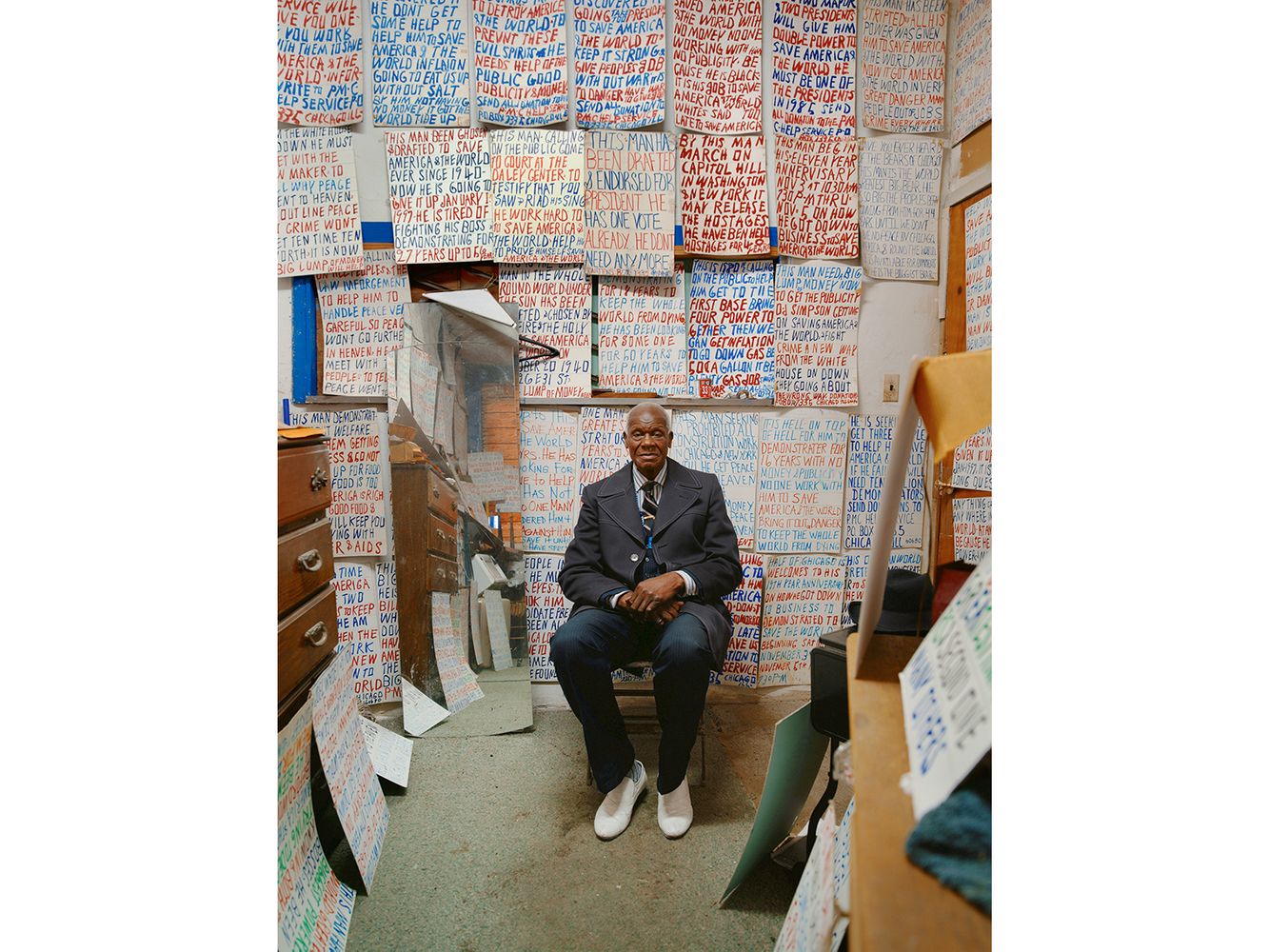 Pastor Mallett in His Back Room, Prayer and Faith Church of the First Born, 5822 S. State Street, Chicago 2006
