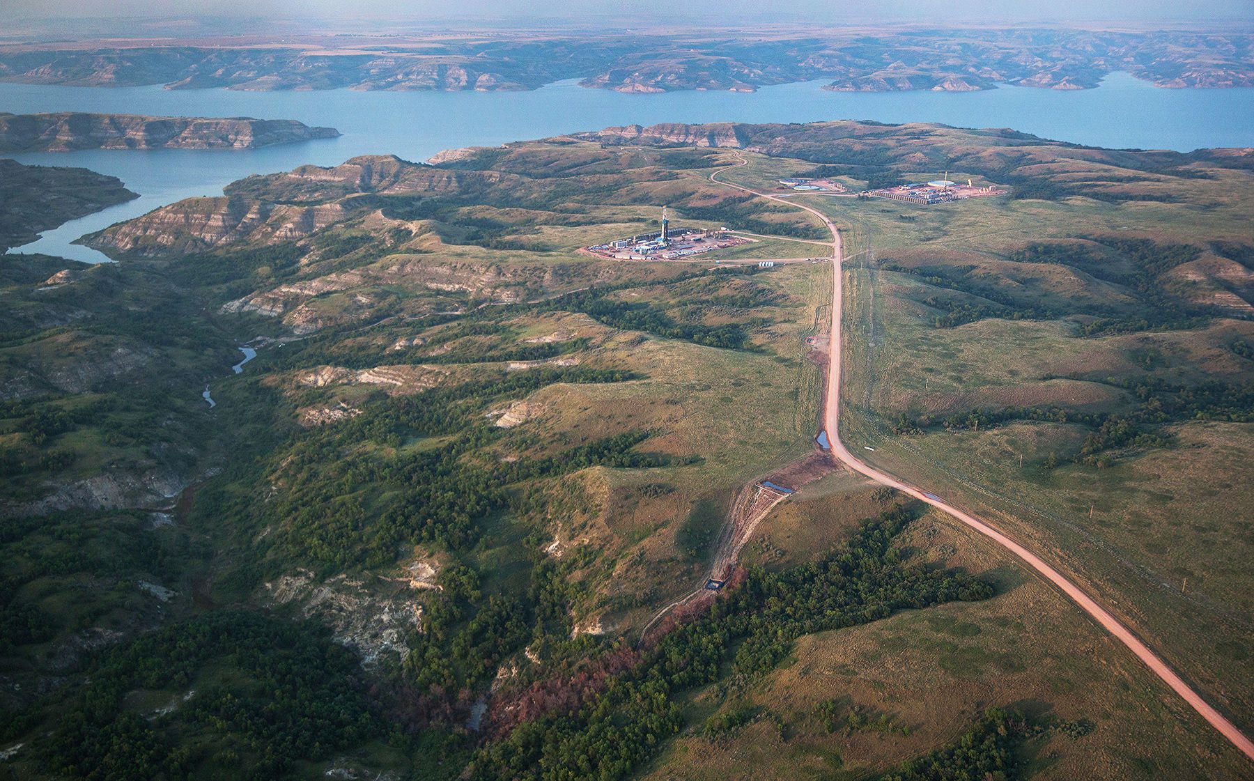 Site of one-million gallon spill of fracking wastewater in July 2014. Fort Berthold Indian Reservation, upper Missouri River valley.