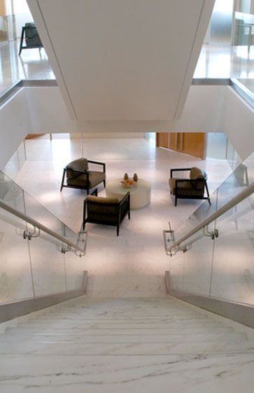 White marble, stairs and lobby 575 7th Street, NW.