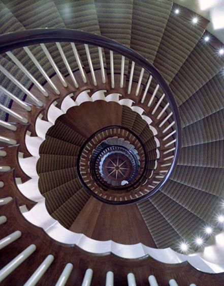 Looking down spiral staircase, Georgetown residence