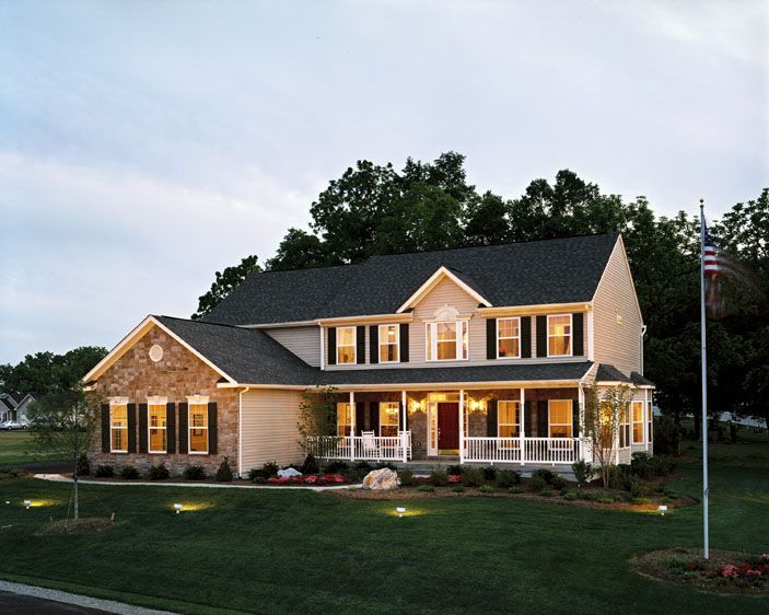 Dusk shot of model home at Saddle Ridge Estates