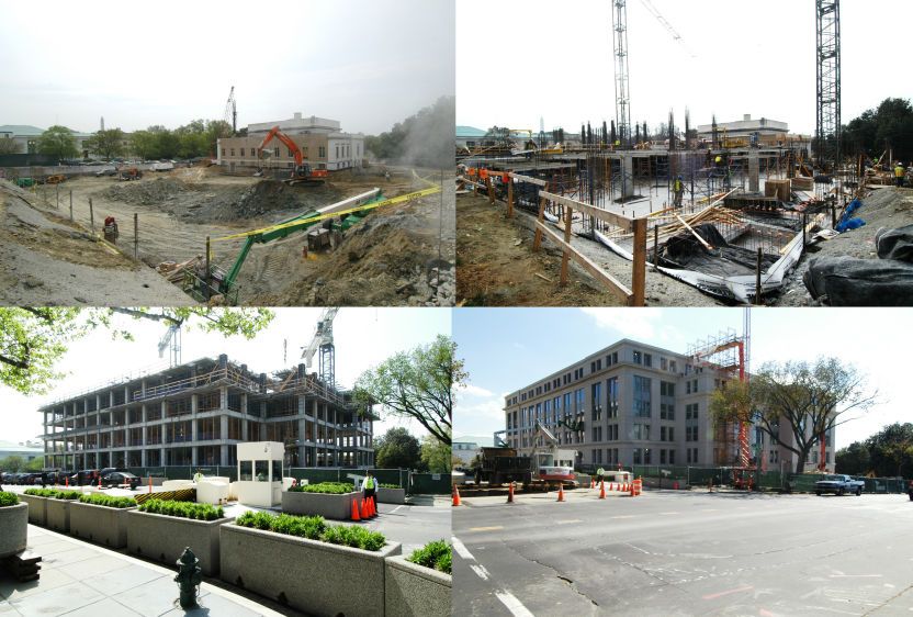 Series of photographs showing construction progress  at The American Pharmasists Association, looking southeast