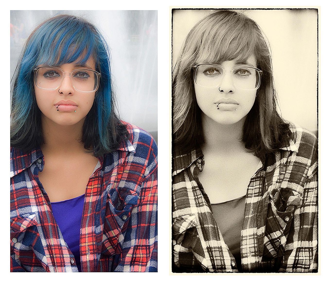 Original Image On The Left
Sepia Image On The Right Colorful Teenager Portrait
