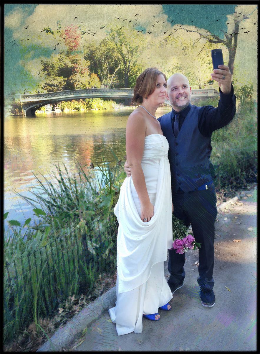 Textured Digital Photograph
Bow Bridge
Central Park, NY Bride & Groom Selfie