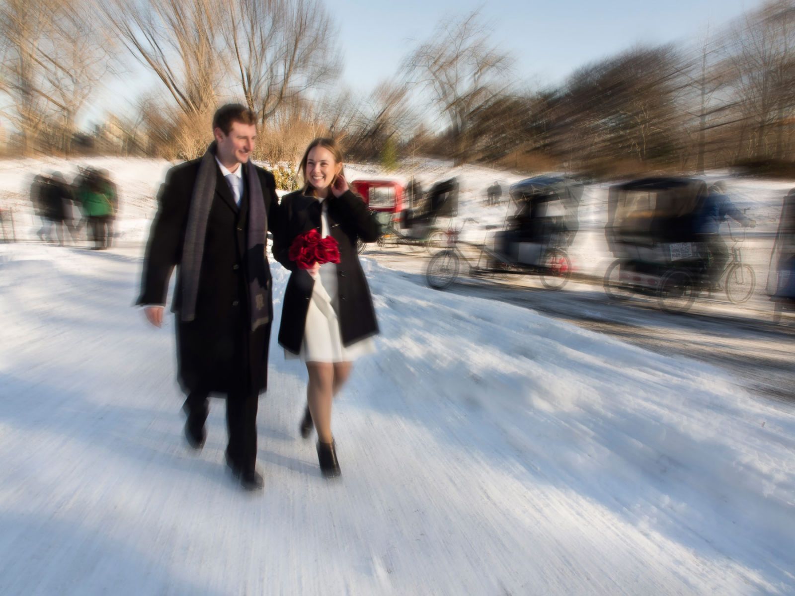 Bride & Groom Winter Wedding Zoom Lens