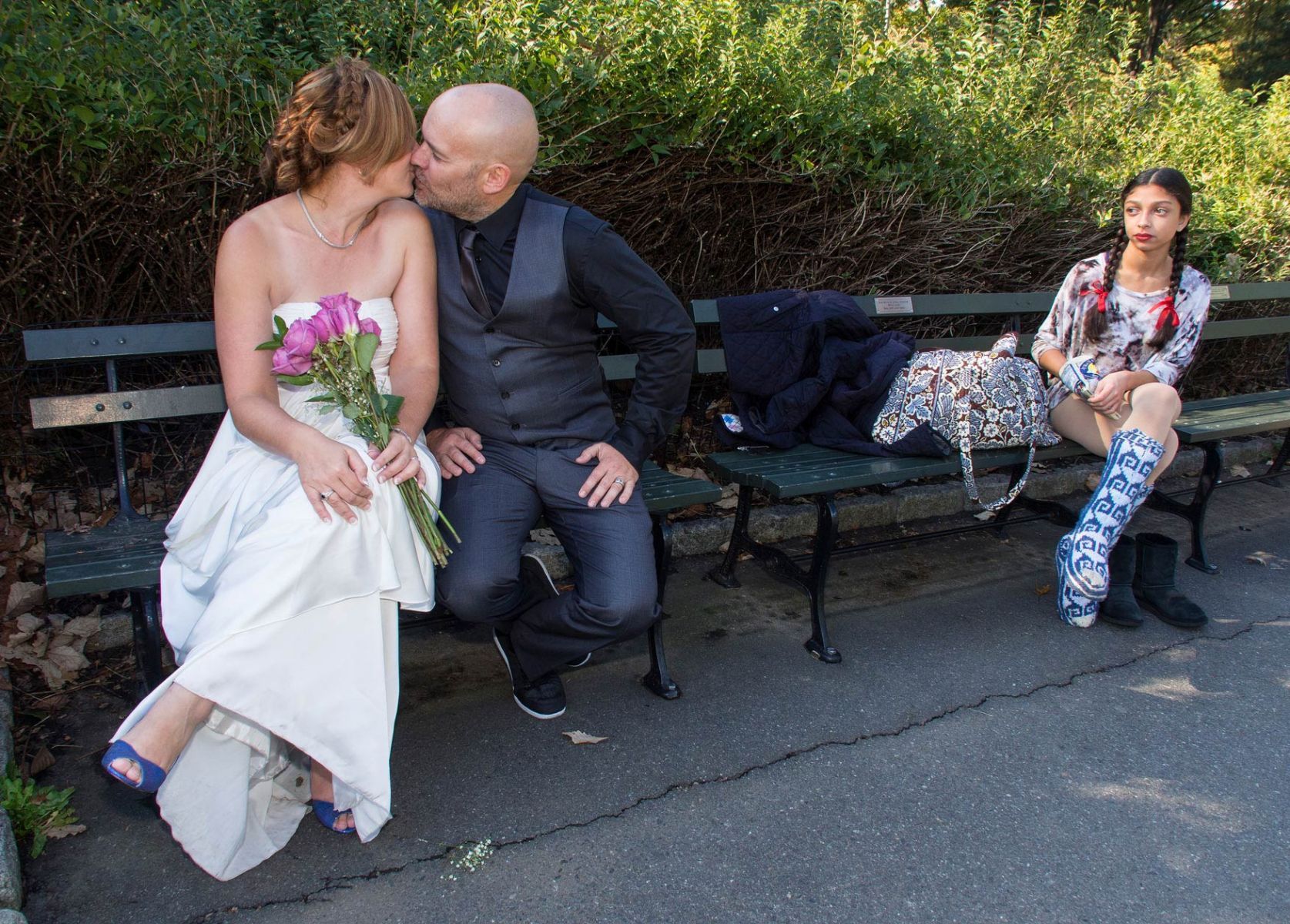 Bench Kiss + Onlooker