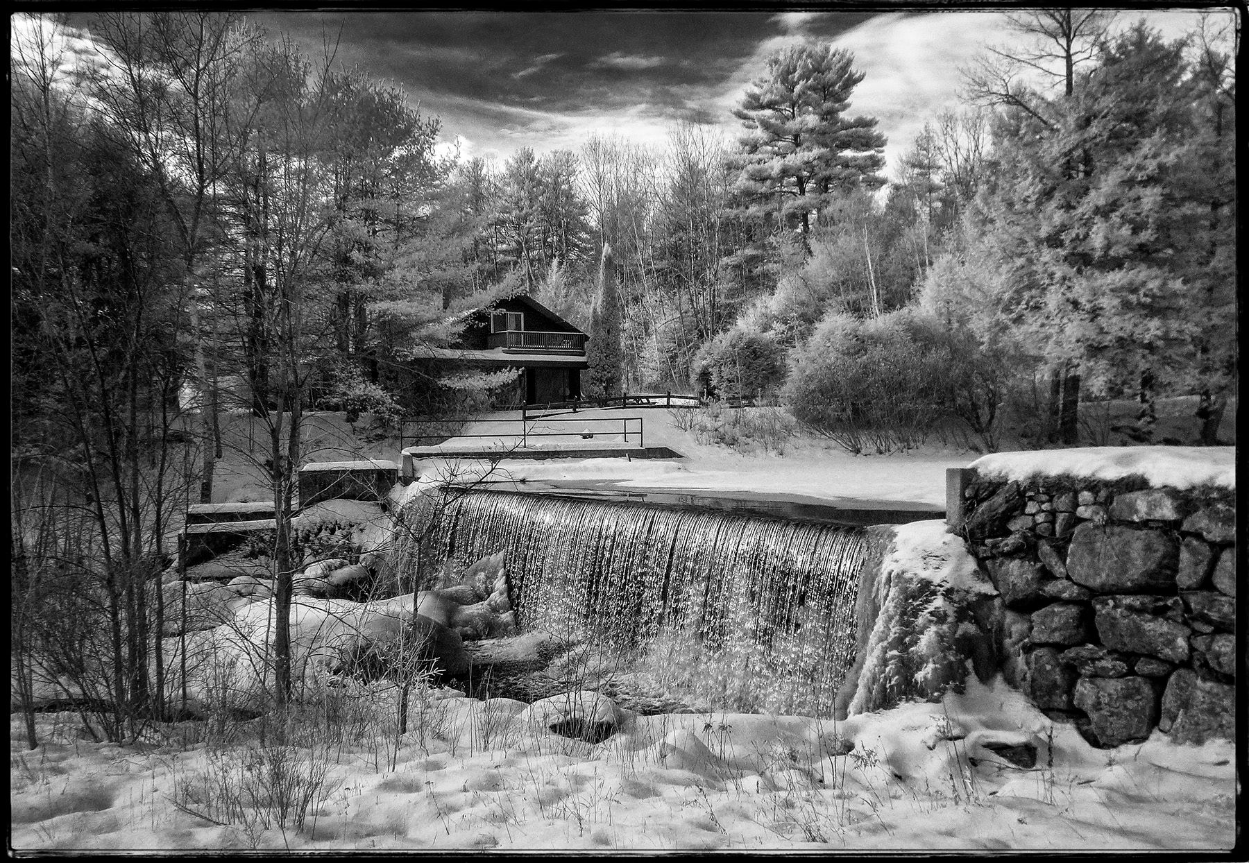 Maine Winter Scene - Waterfall