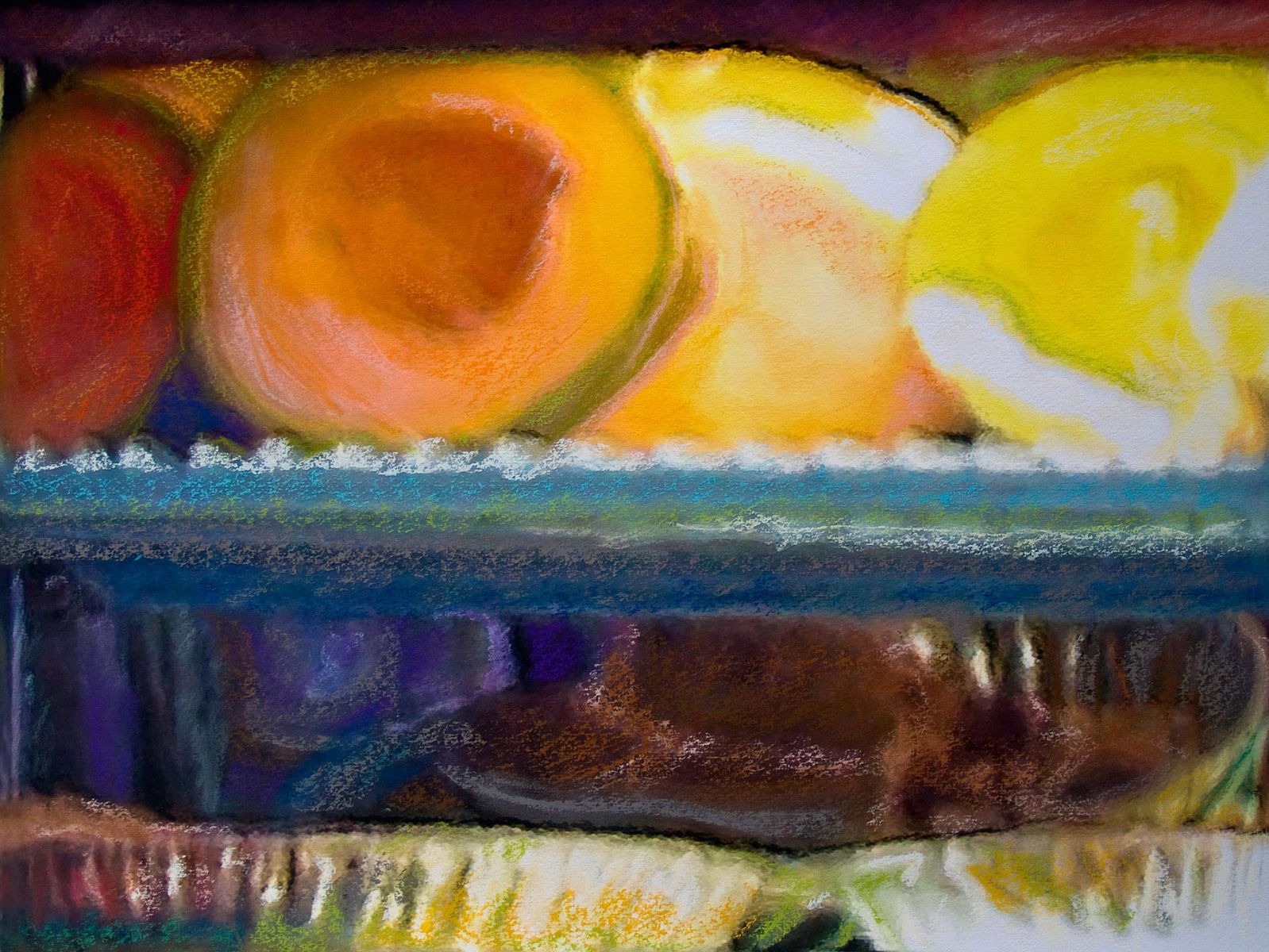 Pastel Chalk & Pencil Over Photograph Melon & Pies