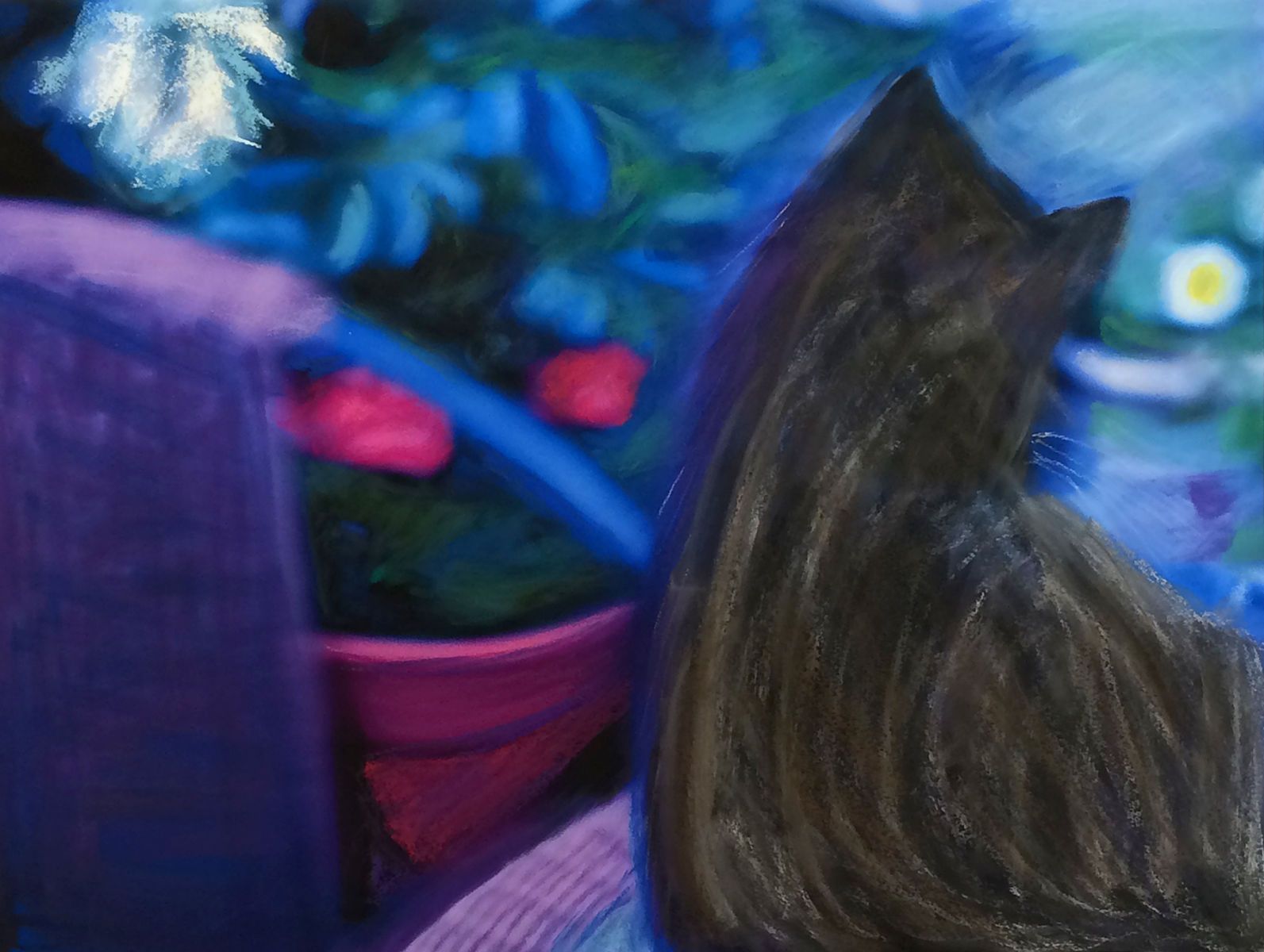 Pastel Chalk & Pencil Over Photograph
New York City Bowtie The Cat On The Terrace
