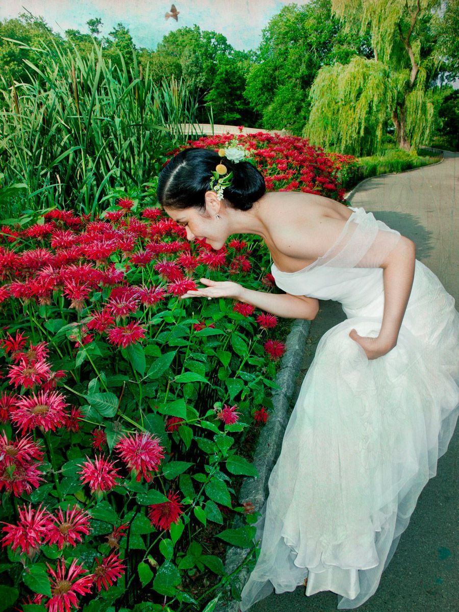 Bride, Flowers and Bird