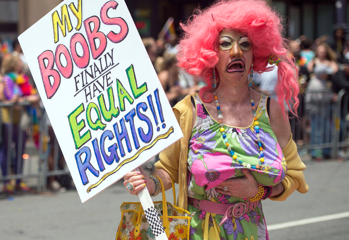 GAY RIGHTS: A man marches in a gay pride parade