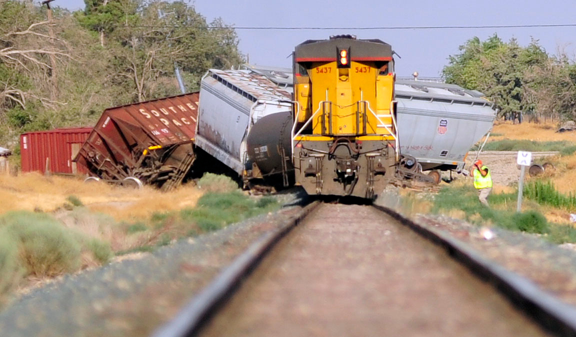 TRAIN CRASH: A freight train carrying toxic chemicals derails in Littlerock, California