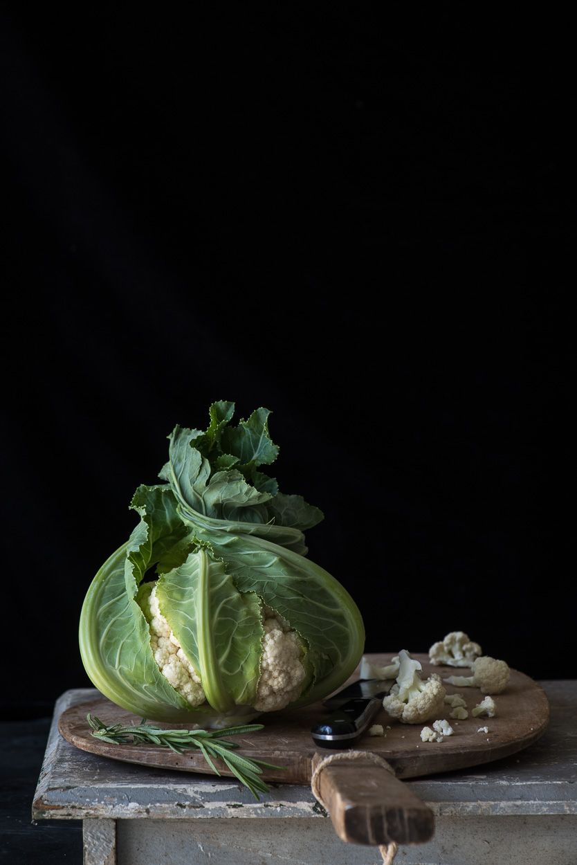Cauliflower on Cutting Board