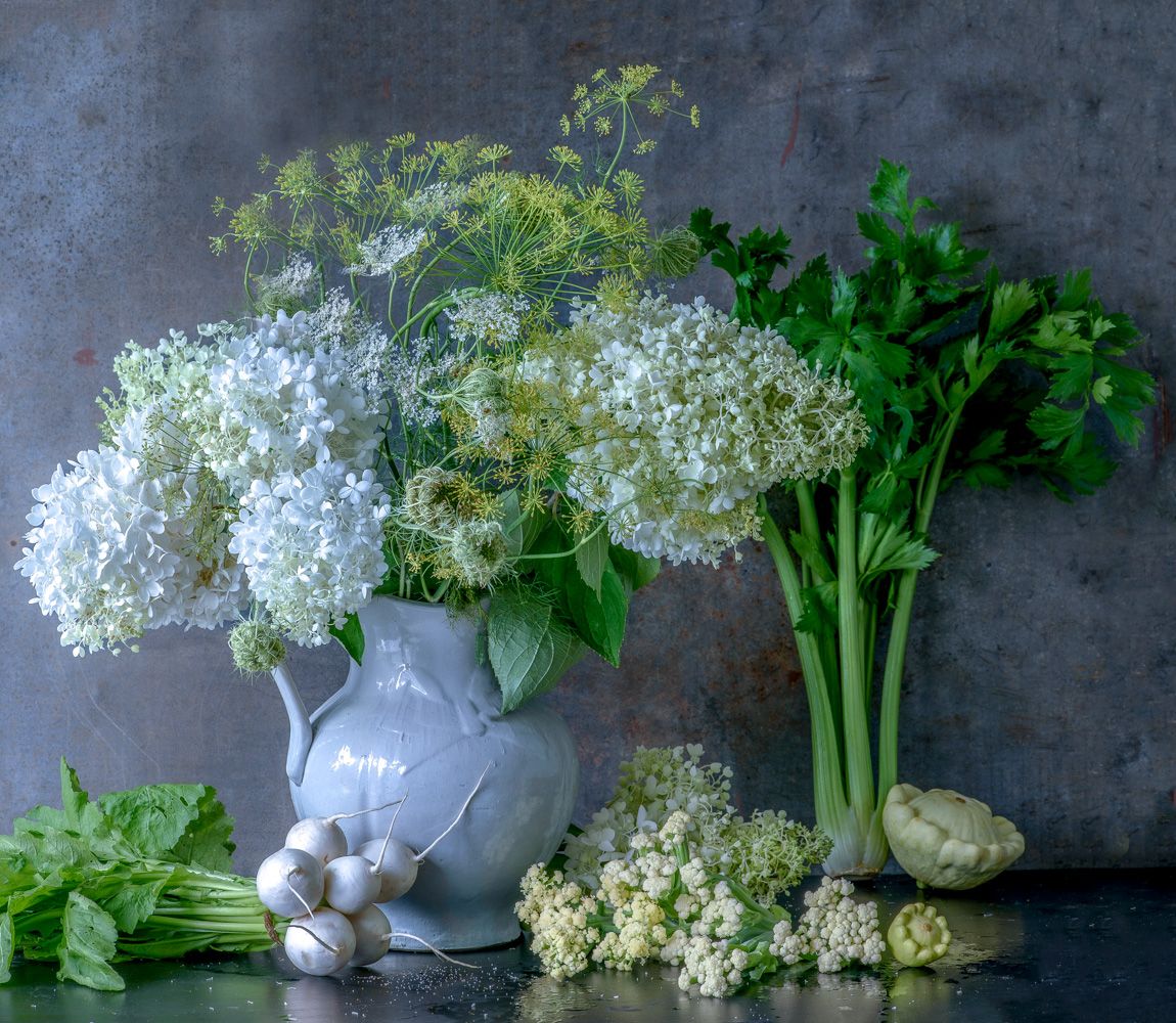 Lynn Karlin_Hydrangea with Sprouted Cauliflower.jpg