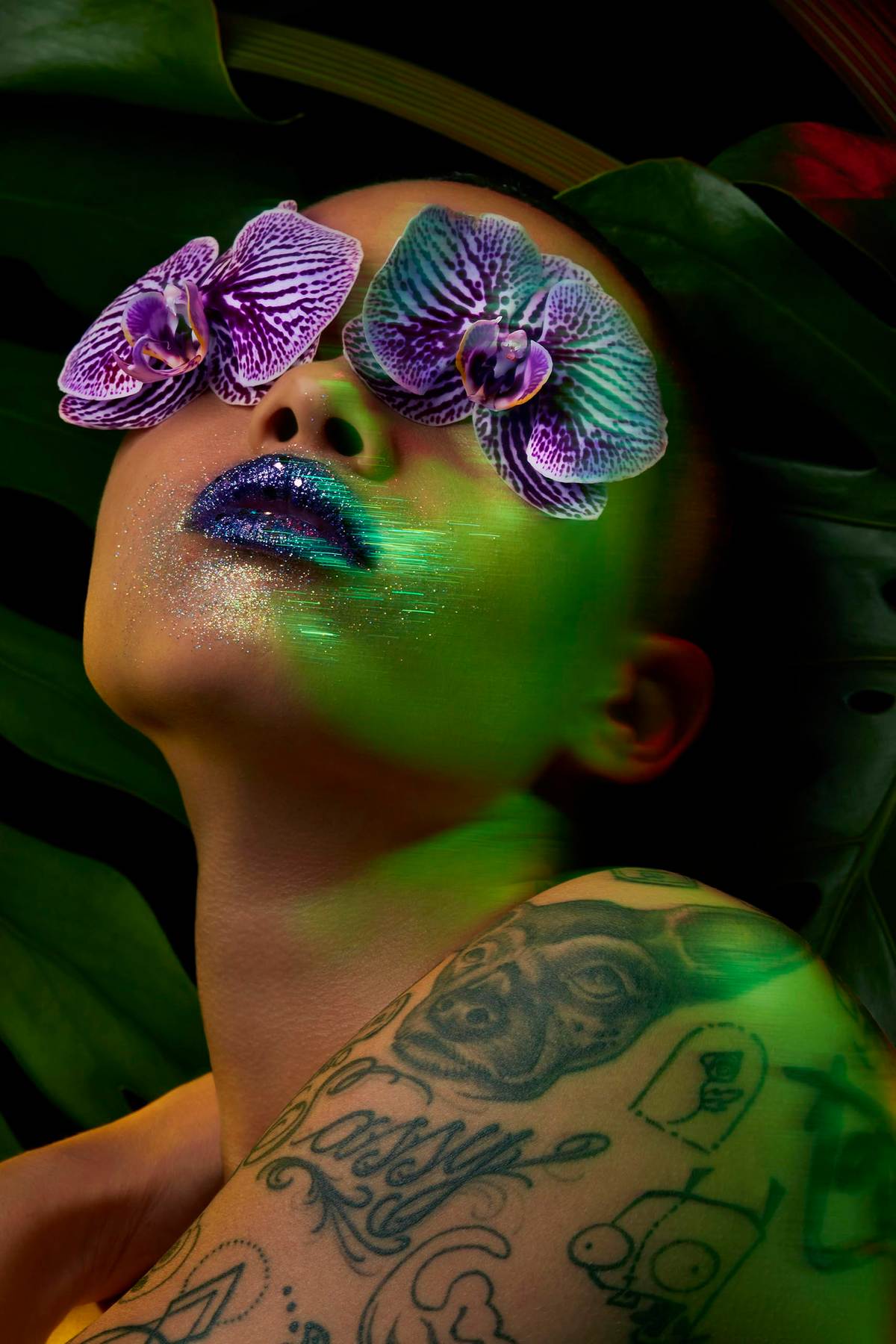 ORCHIDS_eyes_face_glitter_mouth_lips_african_american_green_tropical_beauty_dorit_Thies_Los_Angeles_B_closeup_DoritThies_0610 copy.jpg