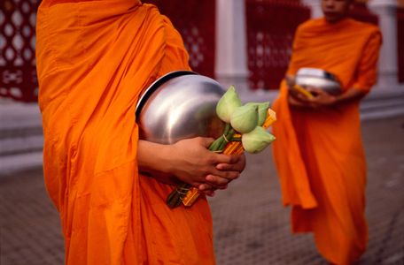 Monks with Alms, Bangkok, Thailand
