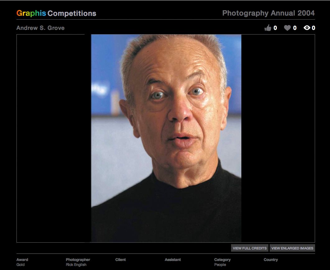 Andrew S.Grove. Graphis Photo Annual gold award.
