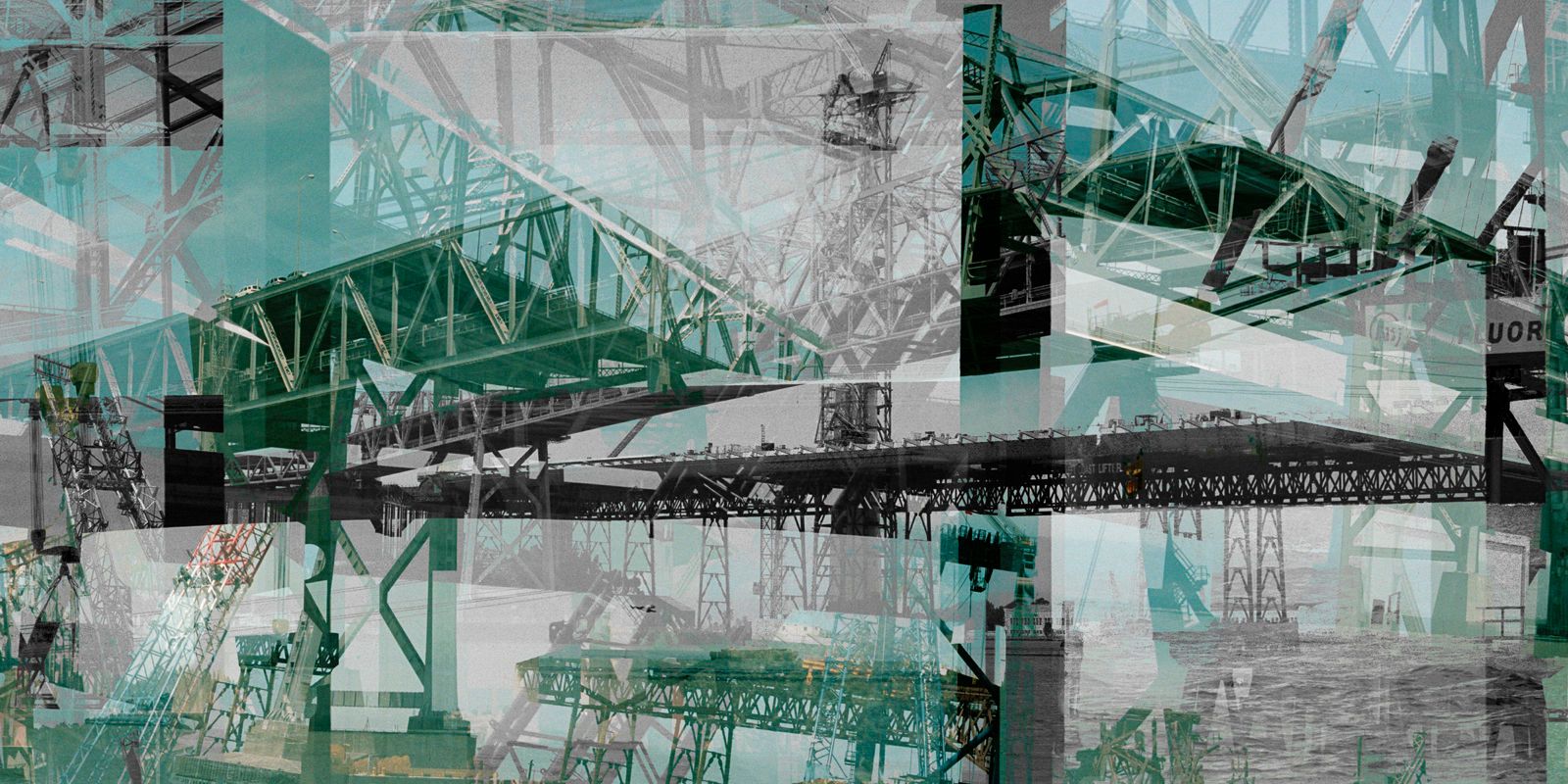 Archival pigment print    20" x 40"-Commissioned by the Metropolitan Transportation Commission to celebrate the building of the Oakland span of the new Bay Bridge Bay Bridge Construction 2