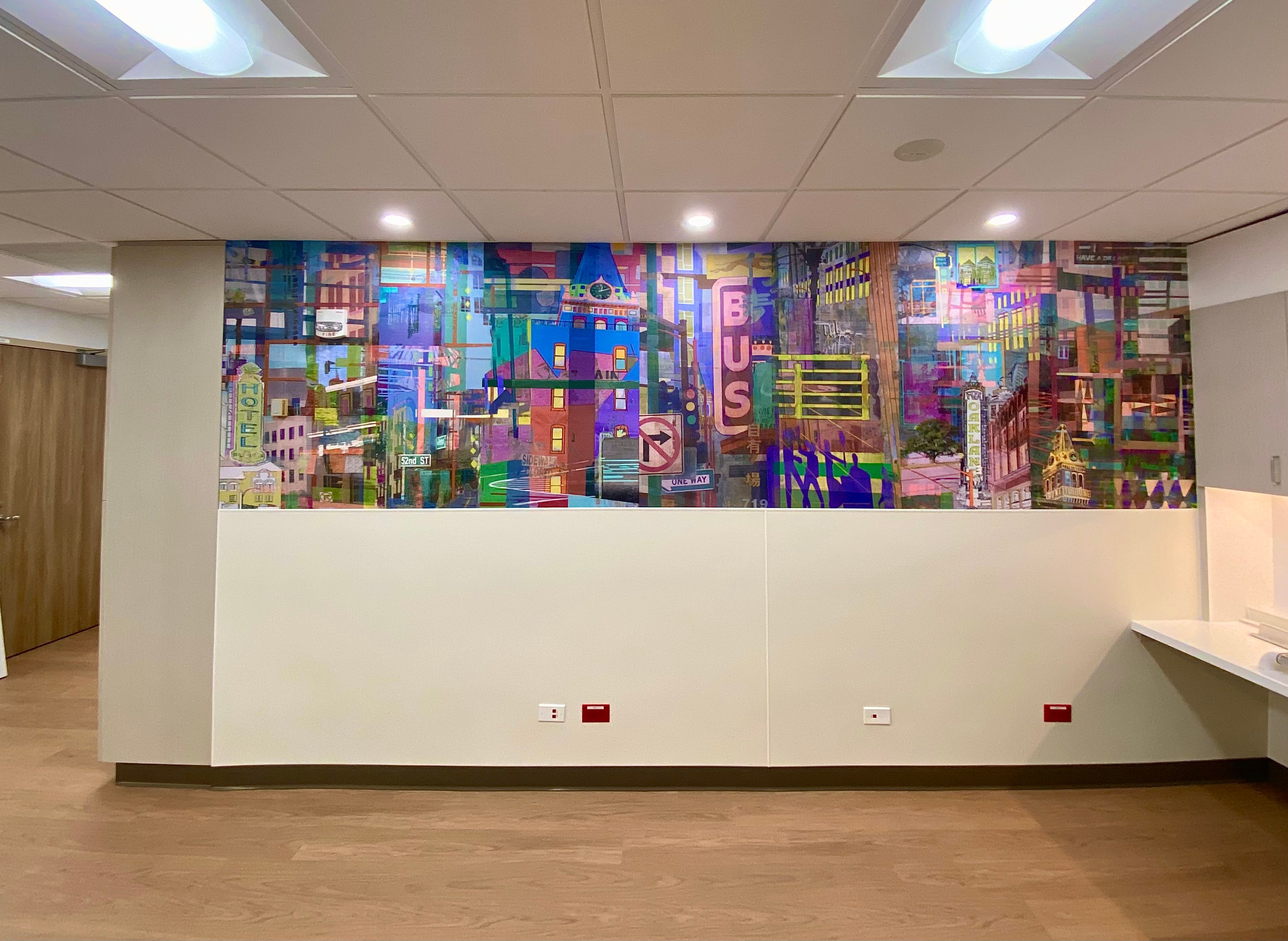 39" x 171" printed 3M wall covering Installed at Benioff Children's Hospital, Oakland, CA Oakland Jam