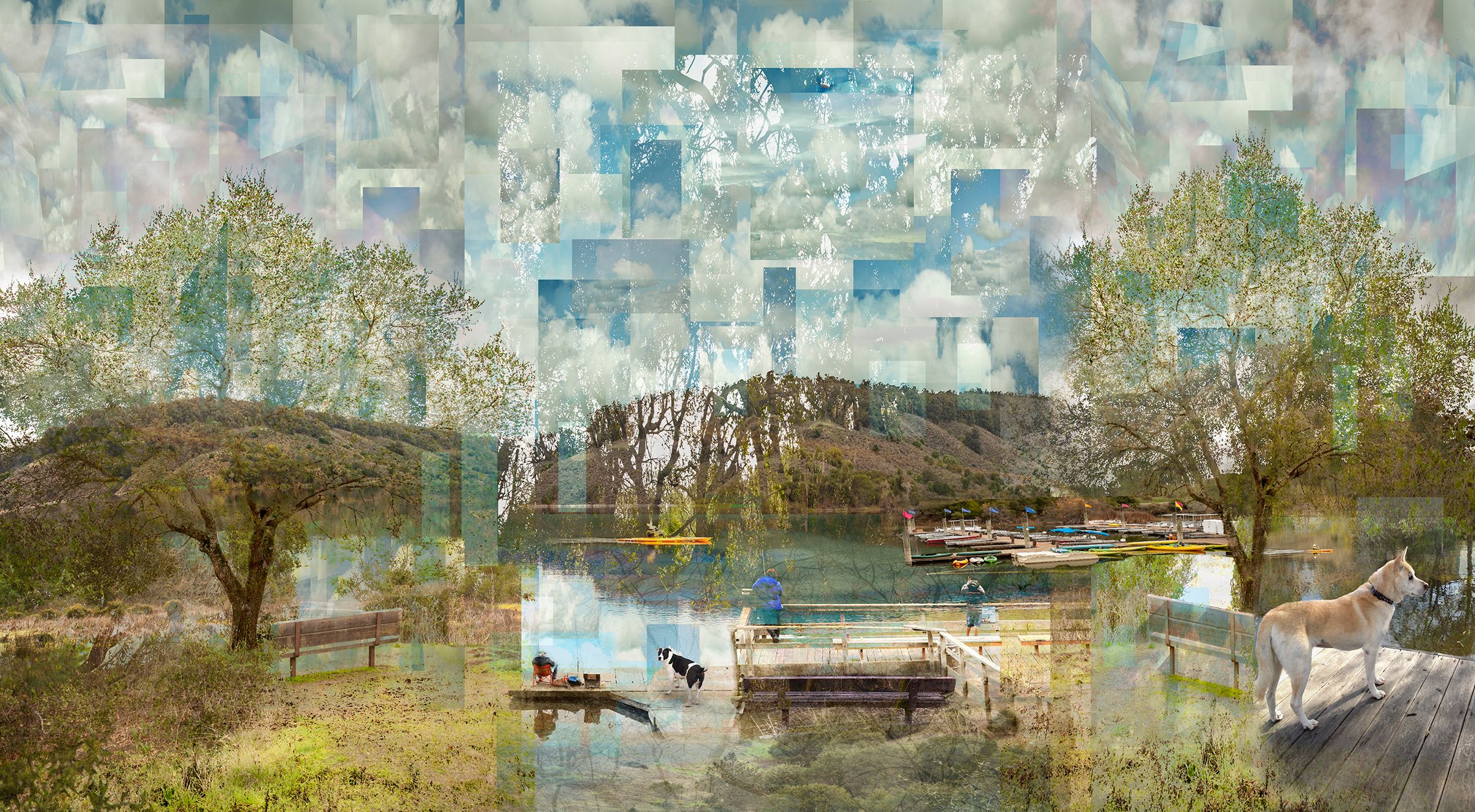 Public Art Commission awarded by the Alameda County Art Commission.  Utility boxes covered with 3M Vehicle Wrap material (detail) Castro Valley Sky 3