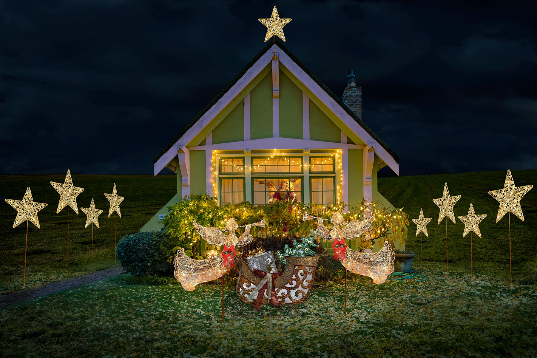 Archival Pigment print on photo rag paper from the Virtually No Place Like Home (for the Holidays) series Christmas Star House