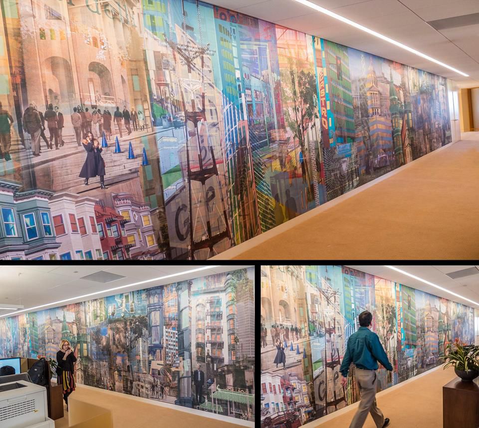 3M vehicle wrap on wall  11.5' x 44' All Around Town