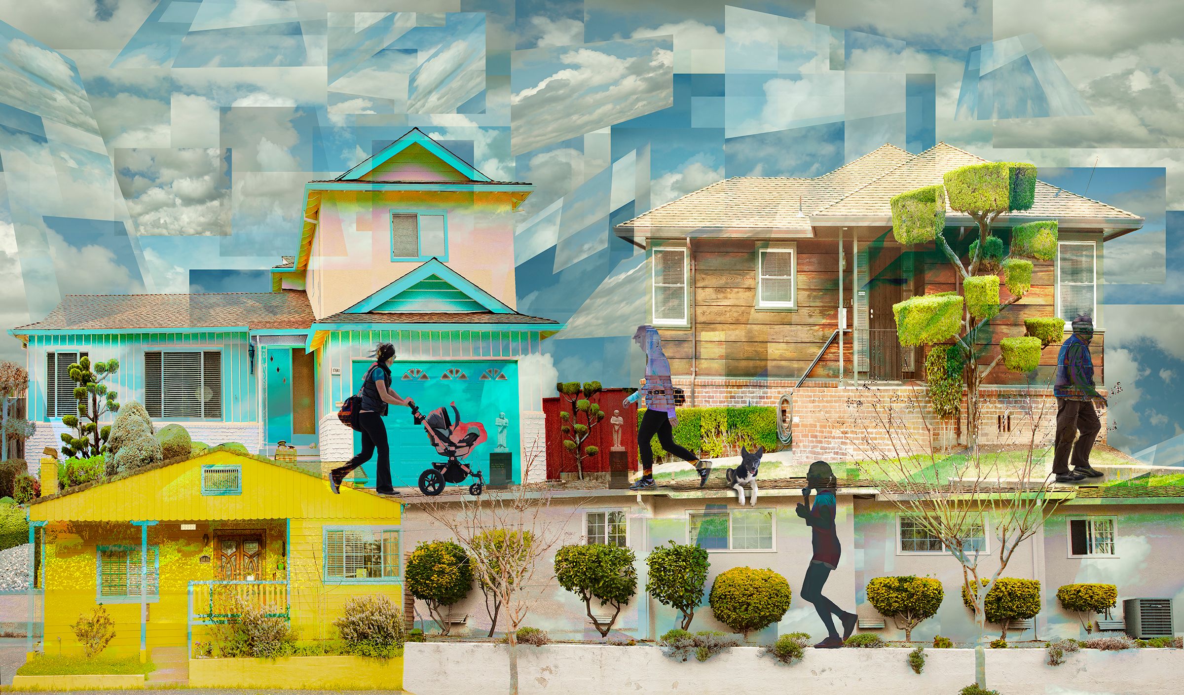 Public Art Commission awarded by the Alameda County Art Commission.  Utility boxes covered with 3M Vehicle Wrap material (detail) Castro Valley Sky 1