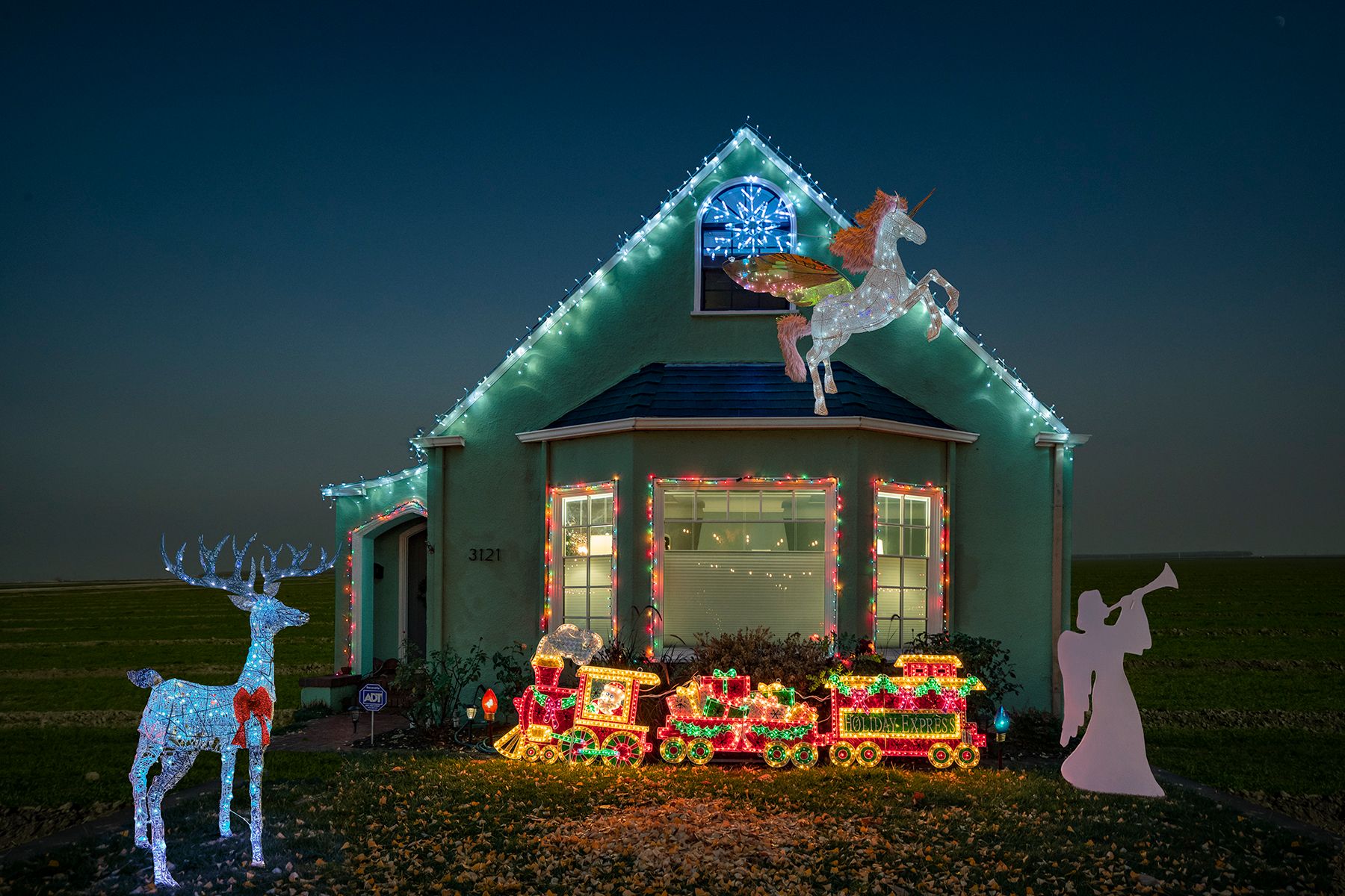Archival Pigment print on photo rag paper from the Virtually No Place Like Home (for the Holidays) series Unicorn House