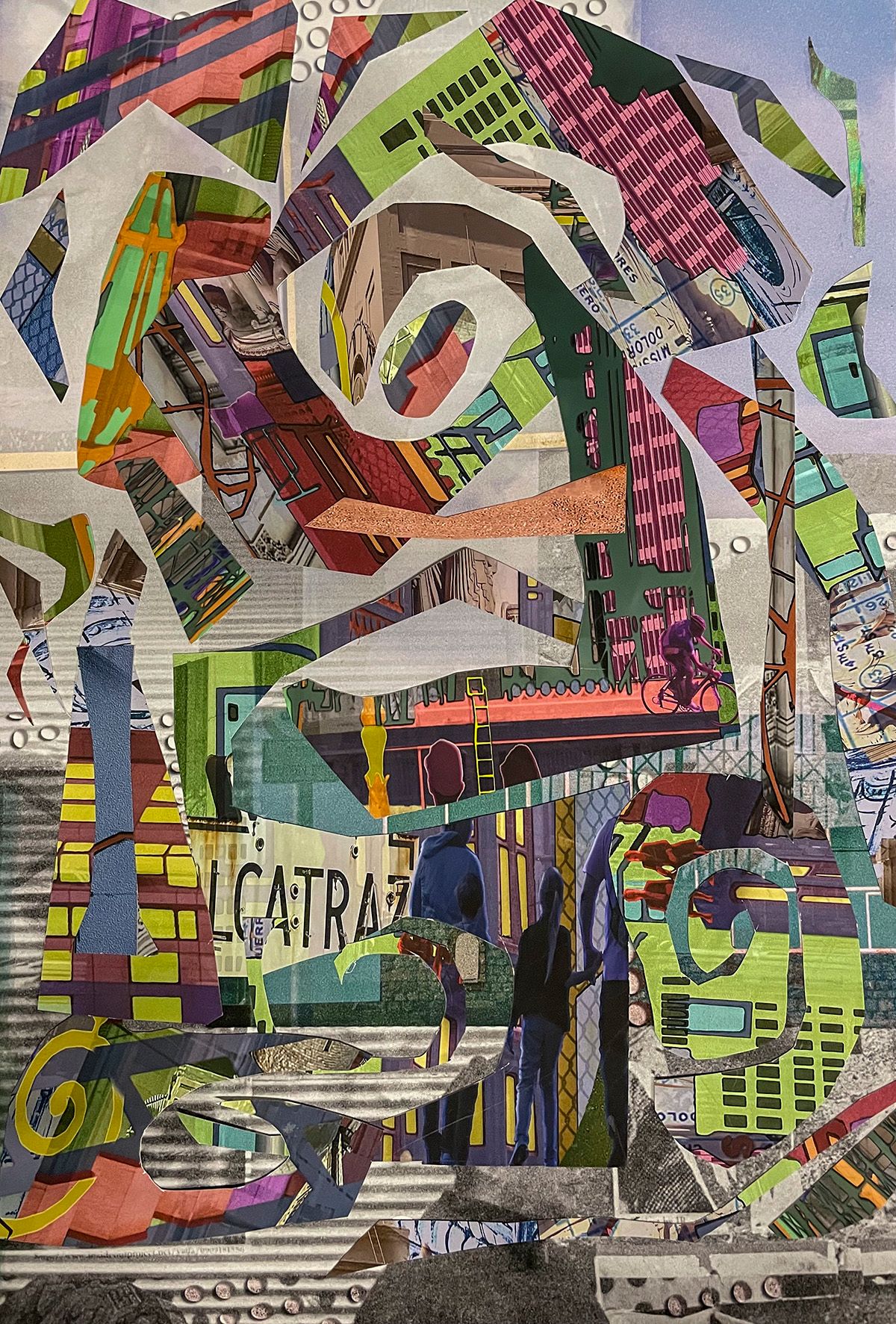 Archival Pigment prints, paper collage on board Riff 2