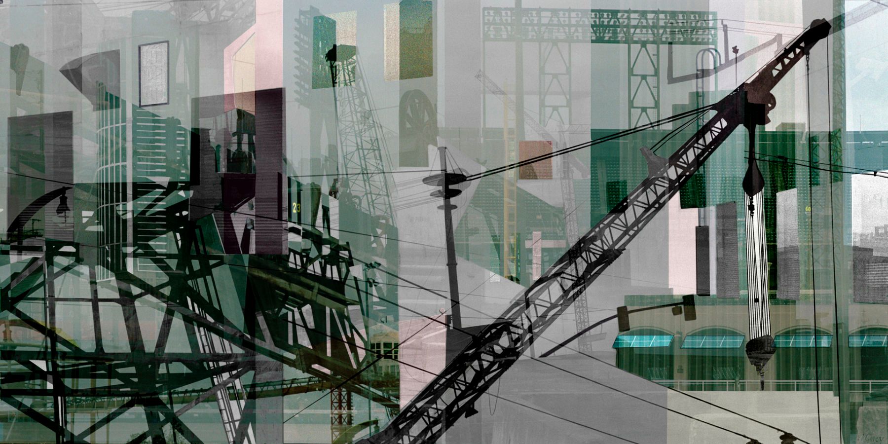 Dye Sublimation print on metal  48" x 96"  Located in the lobby of Byers Hall on the new UCSF Mission Bay Campus Mission Bay Campus Construction  (detail of installation)