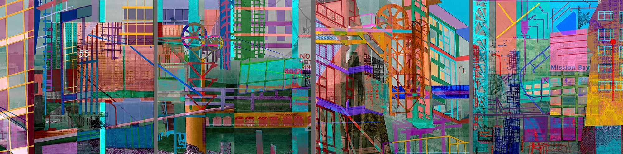 4 Panels 42" x 42" each-Dye Sublimation prints on metal Mission Bay