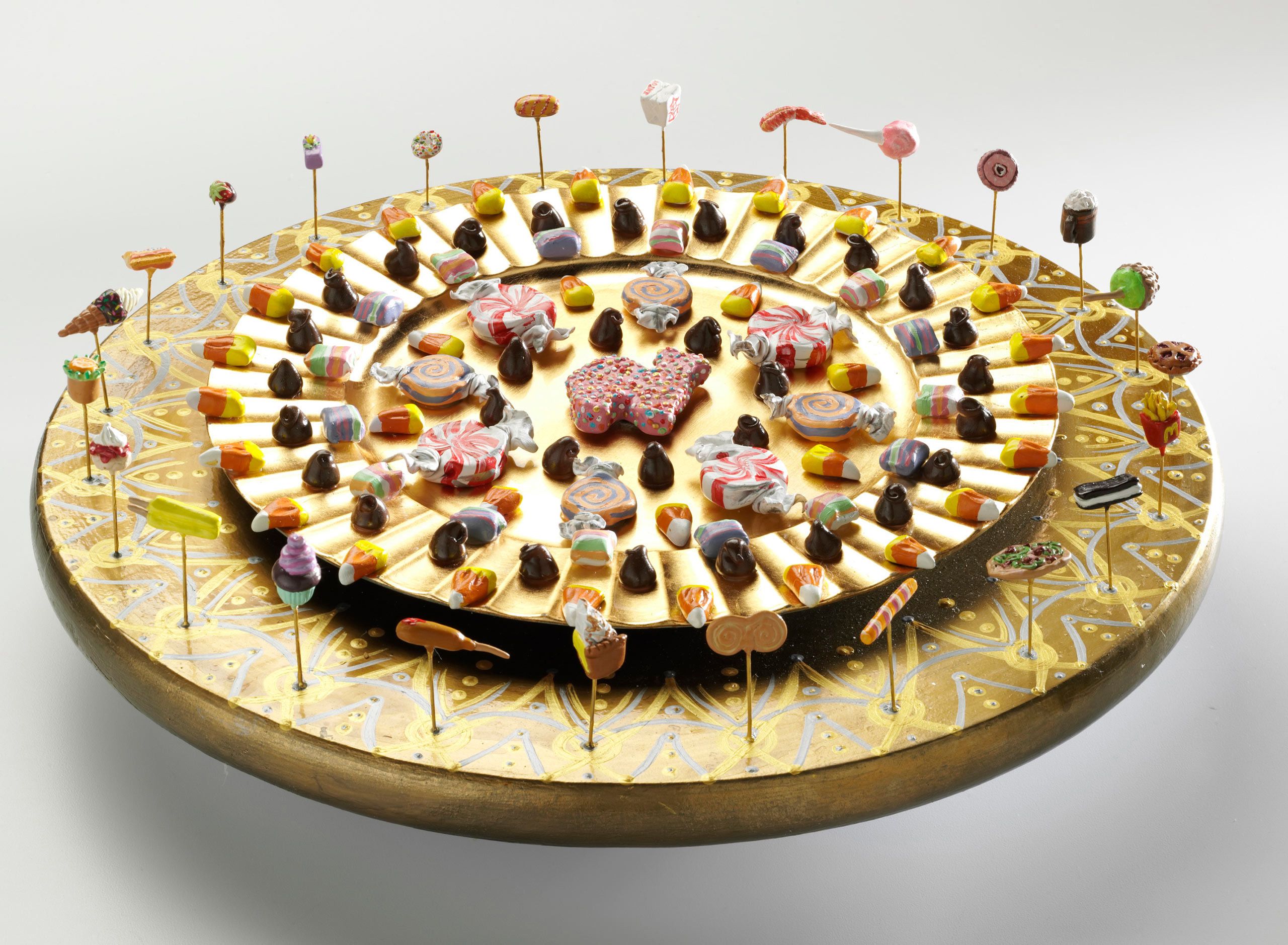 wall mounted polymer clay and wood sculpture Gold Halo with Camel