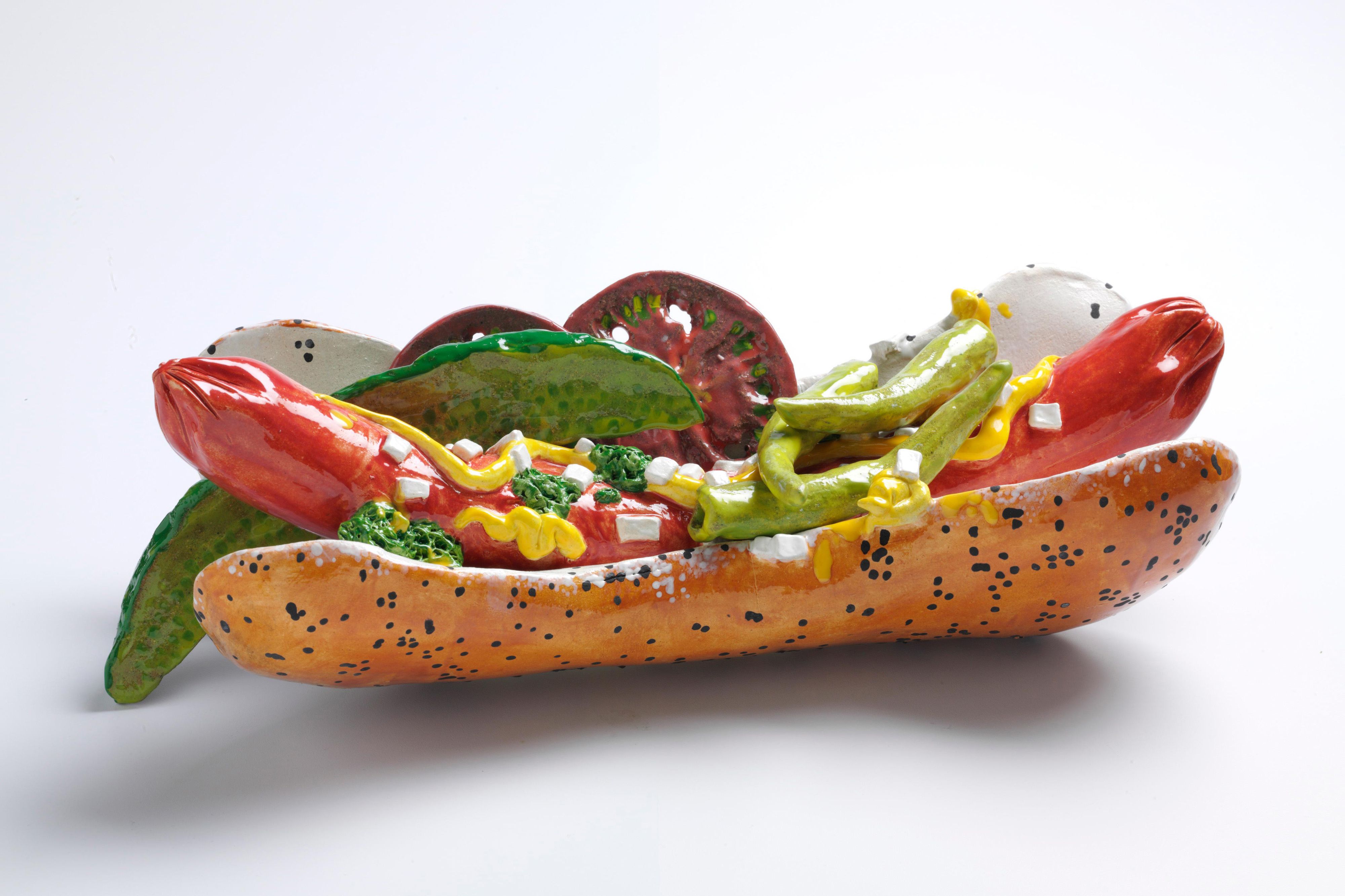 Chicago hot dog ceramic sculpture Chicago Dog